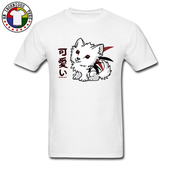 

белый kawaii chibi wolf изображение футболки college boy 100% хлопок студент футболки нового прибытия подарков майки оптовые
