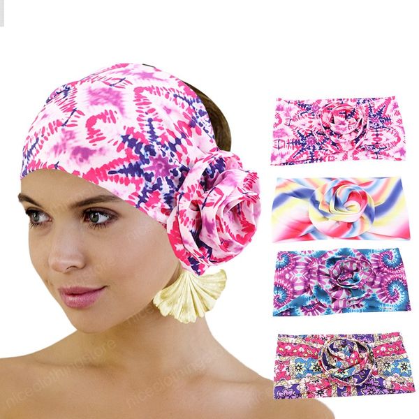 Bayanlar için Kadınlar Çiçek Knot Şapkalar Yeni Pamuk Kafa Yukarı Saç Wrap Geniş Elastik Saç Aksesuarları Saç Bandı Turban olun