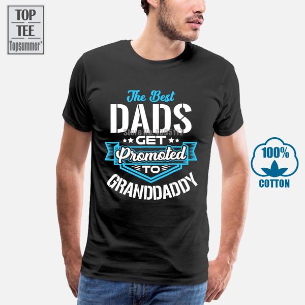 

mens dads get promoted to granddaddy t shirt father's day te short sleeves cotton t shirt tee
