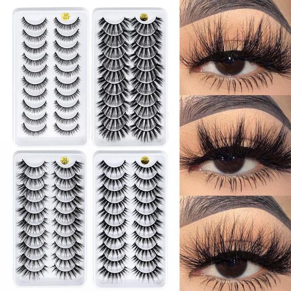 

10 pairs 3d soft faxu mink hair false eyelashes thick long wispy fluffy multilayer lashes extension eye makeup tools
