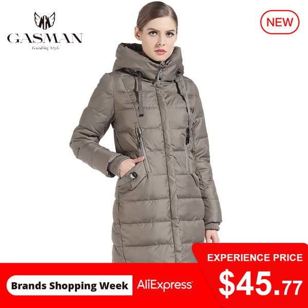

gasman women down jacket hooded 2019 new thick bio brand coat women long winter warm parka fashion female jacket collection 1827, Black;white