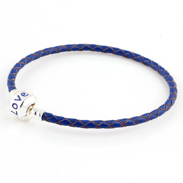 

love letter blue genuine leather bracelet chain fit for charms bracelets diy metal fit for alloy glass european big hole bead 55, Red;blue
