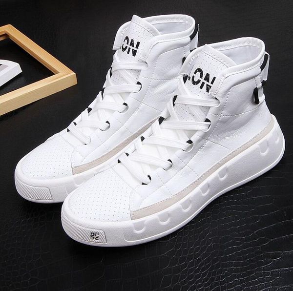 

men casual ankle boots spring autumn winter high leisure sneakers male luxury youth trending shoes v1.20, Black