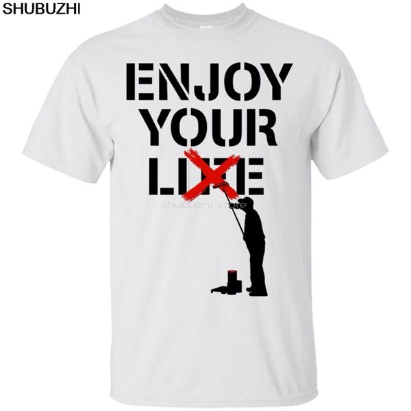 

cotton short sleeve o-neck enjoy your lie t-shirt, banksy street art graffiti shirt, street art lover cotton tee shirt sbz5515