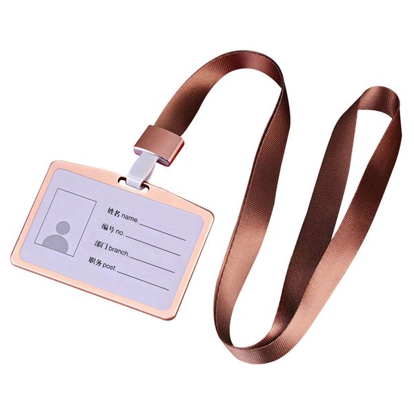 

business card holder id badge aluminum alloy portable with lanyard office school