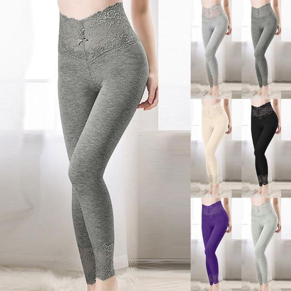 

дамы йога леггинсы pant pure color высокая талия кружева упругие самостоятельной тонкие брюки брюки новые женские брюки тонкий бег брюк, White;red