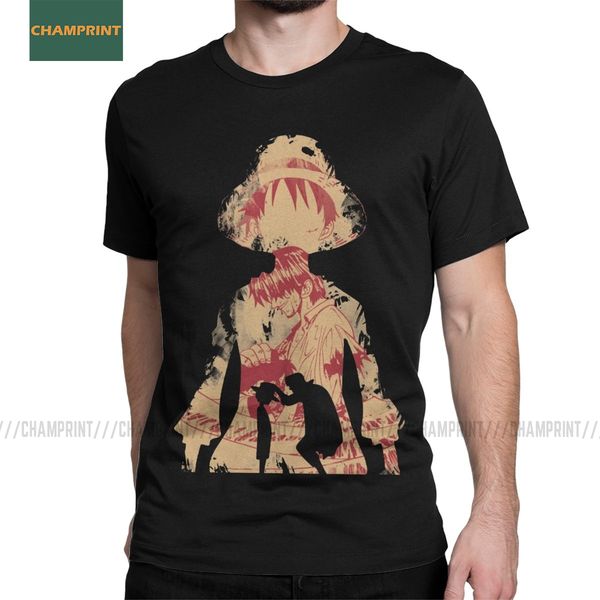 

luffy and shanks one piece t shirt men's cotton casual t-shirt zoro japan anime boa hancock pirates tees short sleeve 4xl 5xl
