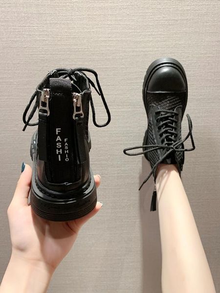 

summer thin section british style wild hollow breathable boots sandals, Black