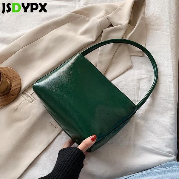 

spring summer bucket tote bag purse for women ladies pu leather luxury designer shoulder bag simple solid zipper handbags