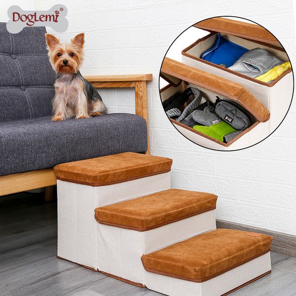 

dog stairs pet 3 steps stairs for small dog cat house pet ramp ladder anti-slip removable dogs bed supplies