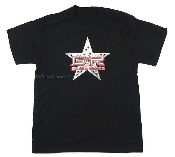 

guns n roses bullet star holes 2002 2003 tour black t shirt new gnr street wear fashion tee shirt