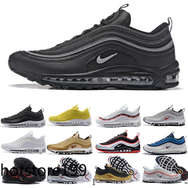 

воздушная обувь og тройные белых кроссовки og metallic gold silver bullet pink mens тренер женских кроссовок sports huy9z, Black