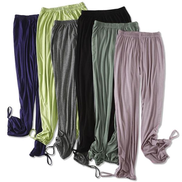 

women's pants & capris summer women casual loose high elastic waist wide leg fashion pleated trousers modal soft simple joggers home we, Black;white