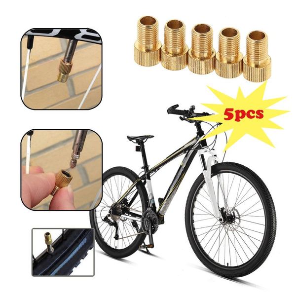 

5pcs pump bicycle convert presta to schrader copper bike air valve adaptor adapters wheels gas nozzle tube tool bike accessories