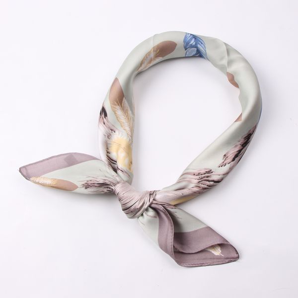

dolphin women square scarf 60*60cm pink white feather chiffon silk scarves grey green wrist towel headbands bandana, Blue;gray