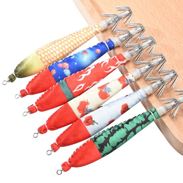 

200pcs рыболовные приманки кальмаров джиги приманка octopus приманка крюк двойной крюк зонтика 11см 6g рыболовные снасти mix color