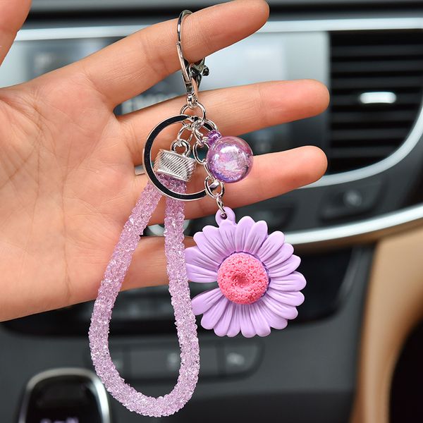 

брелки маленький цветок маргаритки брелок девушка charm цветок брелок красивый пакет автомобиля подвеска брелок бесплатная доставка 2020, Silver