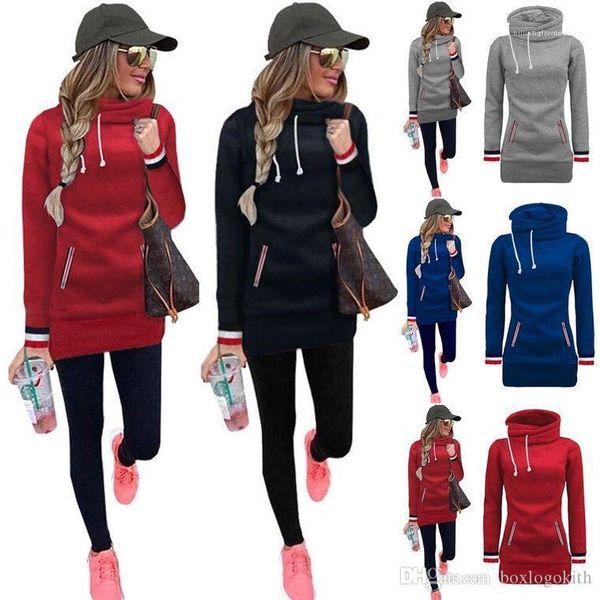 

мода толстовки женщины дизайнер толстовка solid color осень повседневная флис тонкий с длинным рукавом с капюшоном пуловер кофты женщин, Black