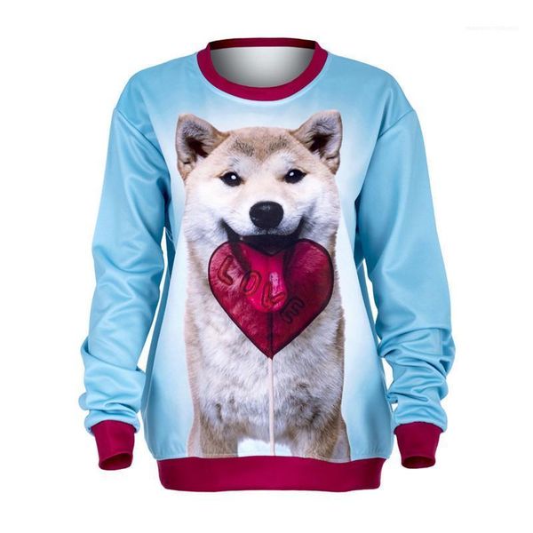 

fashion female apparel 3d printed deisigner womens sweatshirts o neck long sleeve dogs and love printed ladies hoodies, Black
