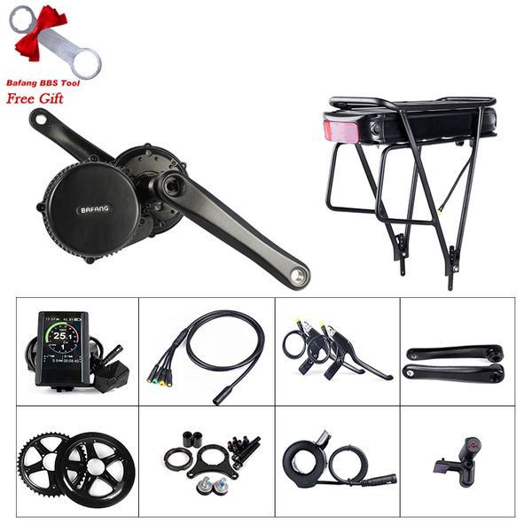 

bafang bbs01b 36v 250w ebike mid drive crank motor conversion kit with 36v 20ah rear rack battery electric bicycle middle engine components