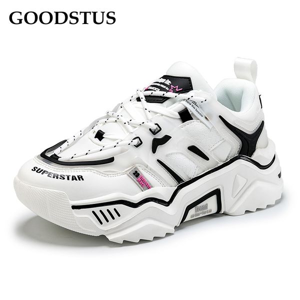 

goodstus мужчины pu sneaker nreathable супер толстого дно удобной высоты увеличение большого качество мужчина открытые полуботинки, Black