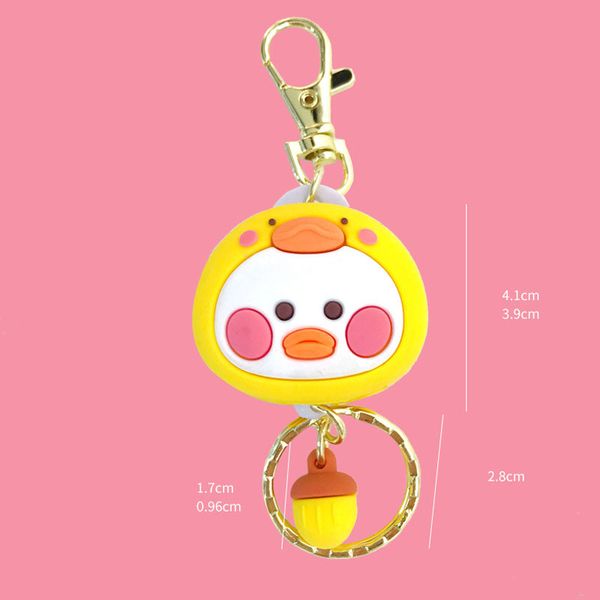 

wholesales lovely series korean style trend duck key chain for girls bag pendant telescopic key ring, Black