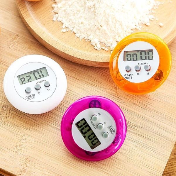 Neuheit Digitaler Küchentimer Kochhelfer Mini Digital LCD Runde Form Elektronischer Countdown Clip Timer Wecker LX2841
