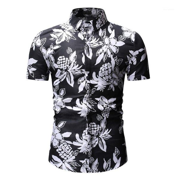 

mens tshirts summer teenagers casual polos fashion lapel neck floral printed males tees desigeners short sleeve, White;black