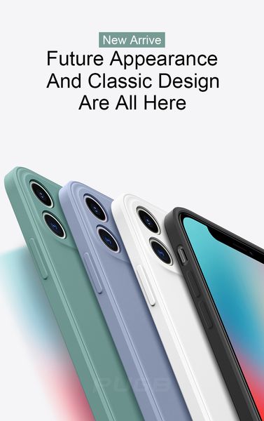 

luxury square liquid silicone soft case for iphone 11 pro max 12 xs max xr 7 8 plus shockproof phone cover
