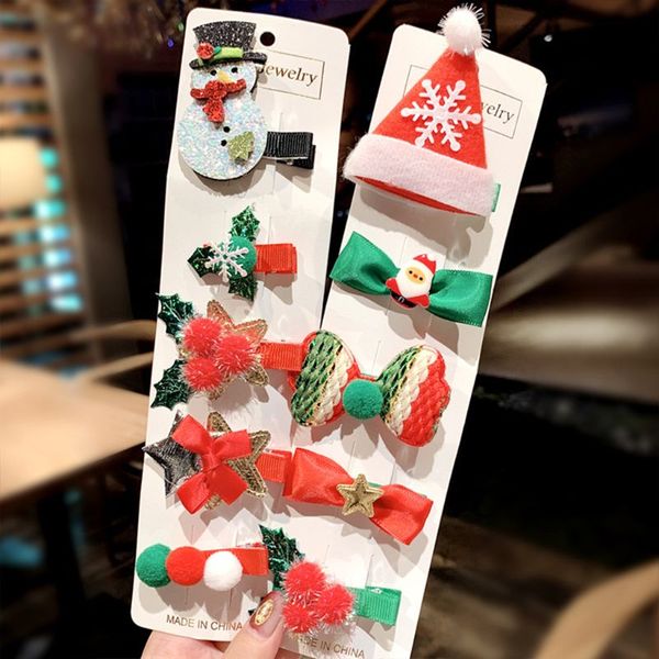

5pcs women girls christmas hairpins set santa hat tree snowman bowknot barrettes hair accessories