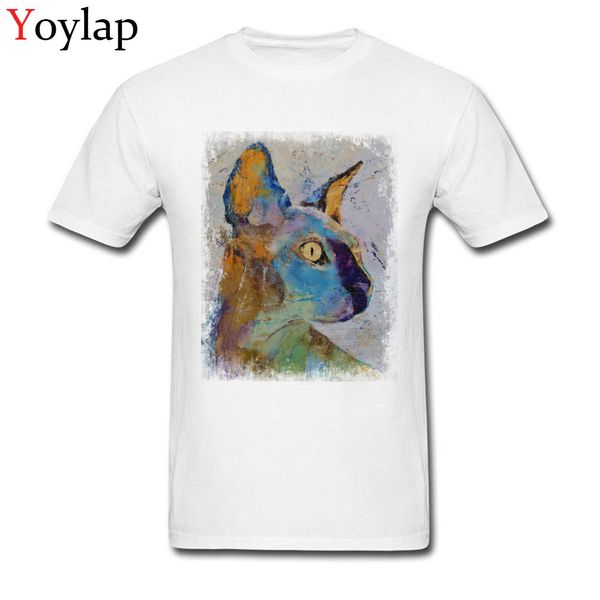 

sphynx cat t-shirt cotton men's & tees crew neck custom summer autumn short sleeve wholesale slim fit clothes art design