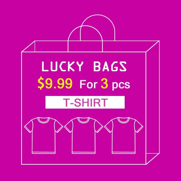 

nadanbao random 3pcs big surprise printed women t-shirt elastic t shirt lucky bags halloween gift s-xl, White;red