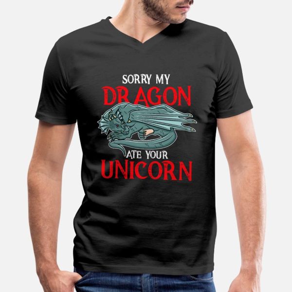 

sorry my dragon ate your unicorn t shirt men create short sleeve o-neck clothing anti-wrinkle comical spring autumn standard shirt