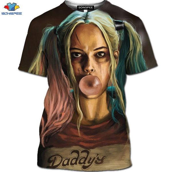 

cartoon harley quinn movie suicide squad female clown animal 3d print shirts plus size funny aesthetic men clothing