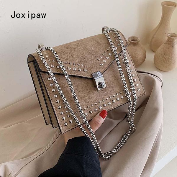

scrub leather small shoulder messenger bags for women 2020 chain rivet lock crossbody bag female travel mini bags 2020 new