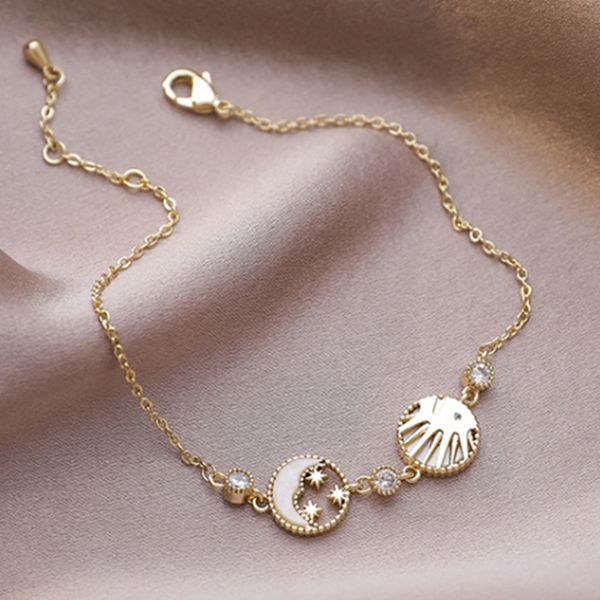 

uilz elegant chain bracelet gold color stars charm bracelet for women green stone fashion jewelry gift cbl105, Golden;silver