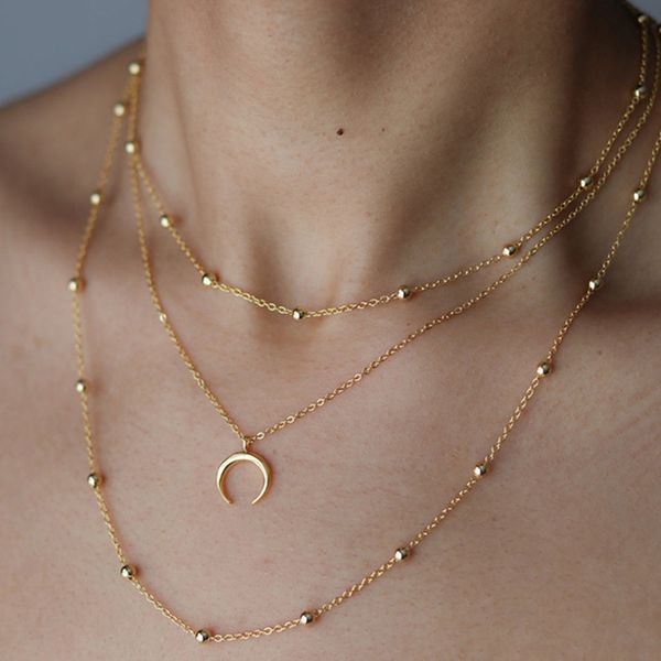 

abdoabdo moon necklace half pendant choker womens horn chain gold necklaces jewelry accessories wholesale collares, Silver