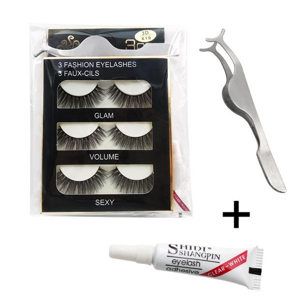 

false eyelashes 3 pairs 3d mink kit natural long lashes eyelash extensions with glue eye tweezers kits