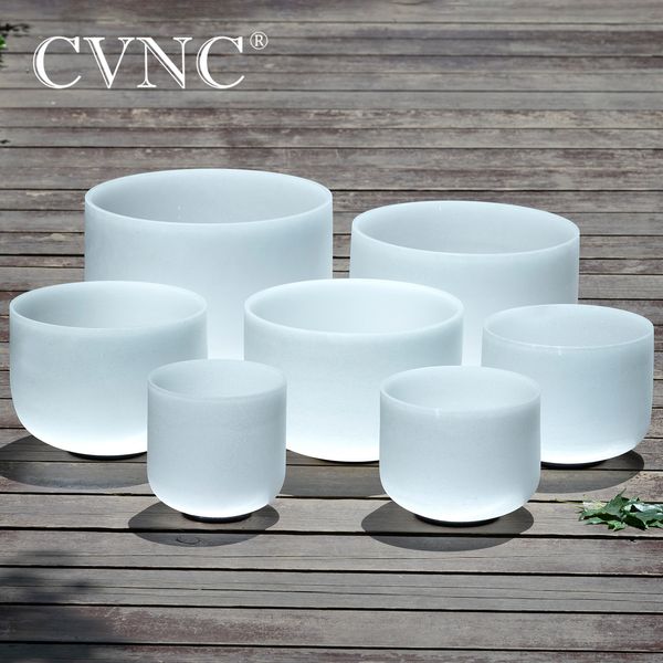 

cvnc set of 7pcs 8 -14 note c d e f g a b frosted quartz crystal chakra singing bowls