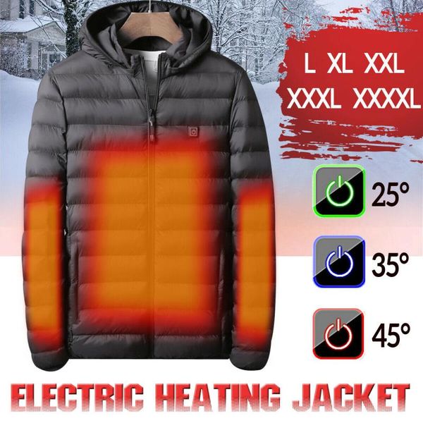 

outdoor t-shirts men women heated vest coat usb electric battery long sleeves heating hooded jacket warm winter thermal clothing skiing 9, Gray;blue