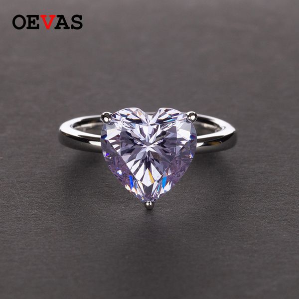 

cluster rings oevas sparkling 9 s created moissanite heart wedding for women 100% 925 sterling party fine jewelry gifts, Golden;silver
