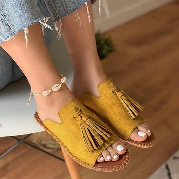 

fashion women's slippers casual flat slippers for women fringe flip flops women peep toe sandals femmes chaussures, Black