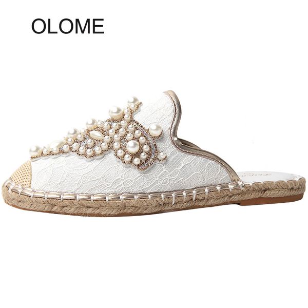 

slippers 2021 spring shoes women fashion brand mules elegant ladies leisure female casual slides with pearl zapatos de mujer, Black