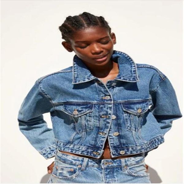 

2020 autumn winter fashion outerwear women's cotton pure color lapel single-breasted long sleeve short cowboy jacket, Black;brown