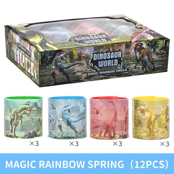 

1set=12psc dinosaur wold rainbow circle funny toys early educational folding spring coil children creative magical kindergarten baby toys