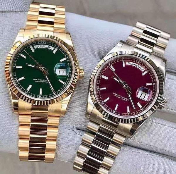 

classic red outdoor 41mm dial automatic winding men's watch sapphire crystal luxury fashion watch day date delivery, Slivery;brown