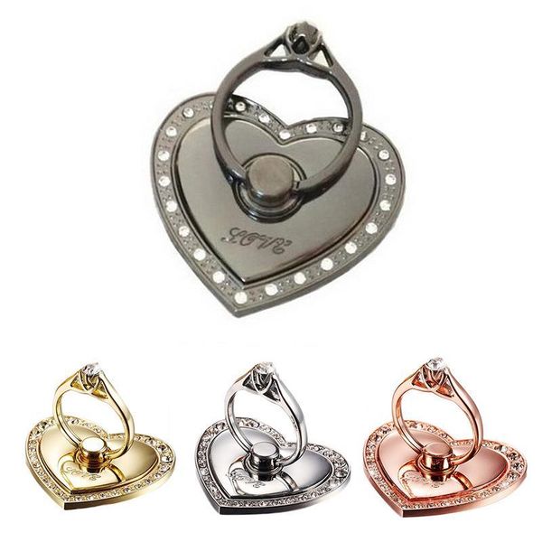 

cgjxsheart -shaped metal diamond grain finger ring holder stand mobile phone holder stand for iphone huawei smart phone sticker