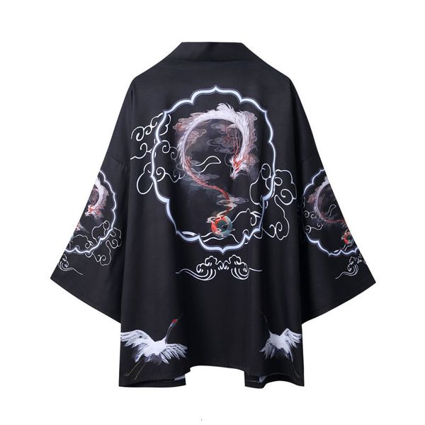 

2020 summer japanese robe kimono traditional thin section seven-point sleeve suncreen cardigan loose printed cloak coat yukata, Red