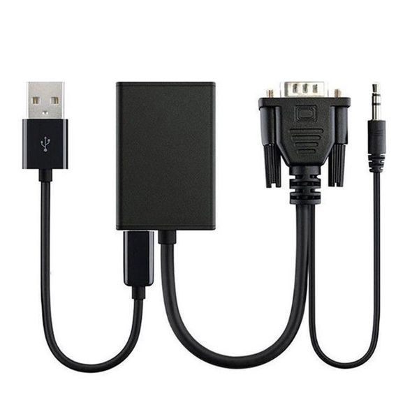 

vga to hdmi portable 1080p with audio cable video adapter converter lapusb black