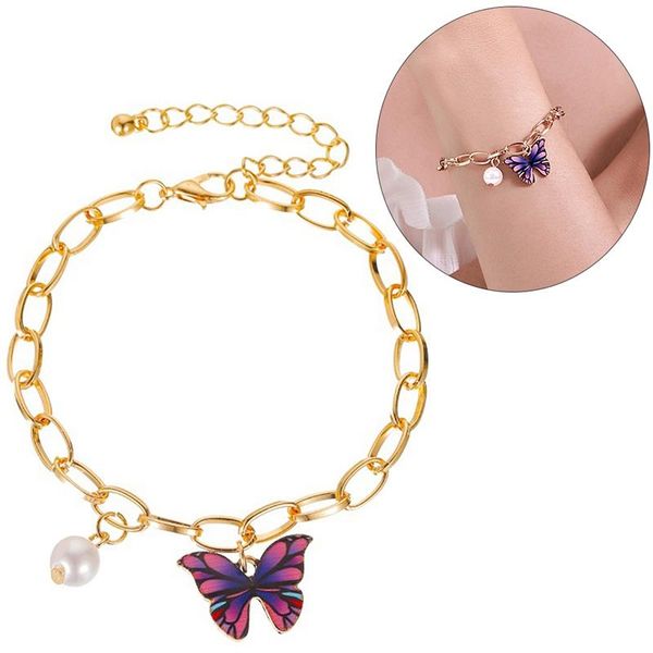 

1pc creative charm bracelet elegant butterfly pendant decor alloy charm bracelet jewelry for women jewelry accessories, Golden;silver